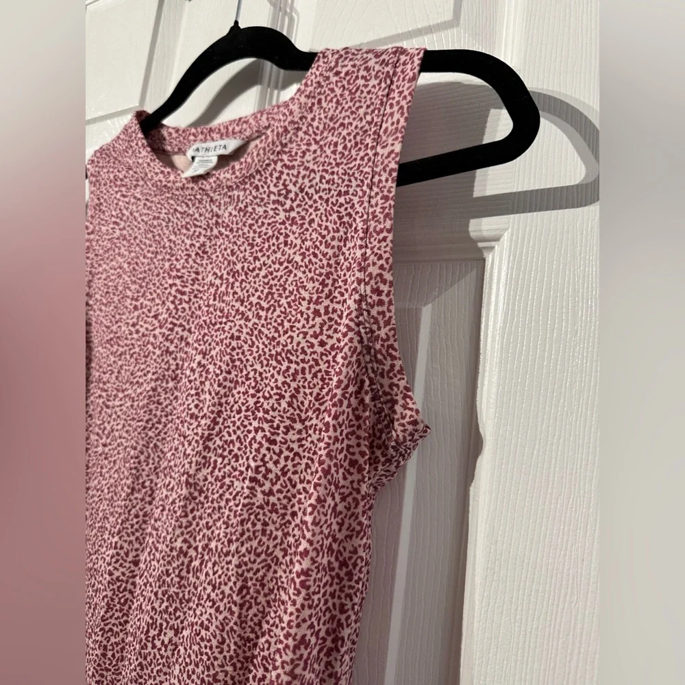 Athleta Leopard Print Pink Sleeveless Muscle Tee (XS) - Picture 12 of 16